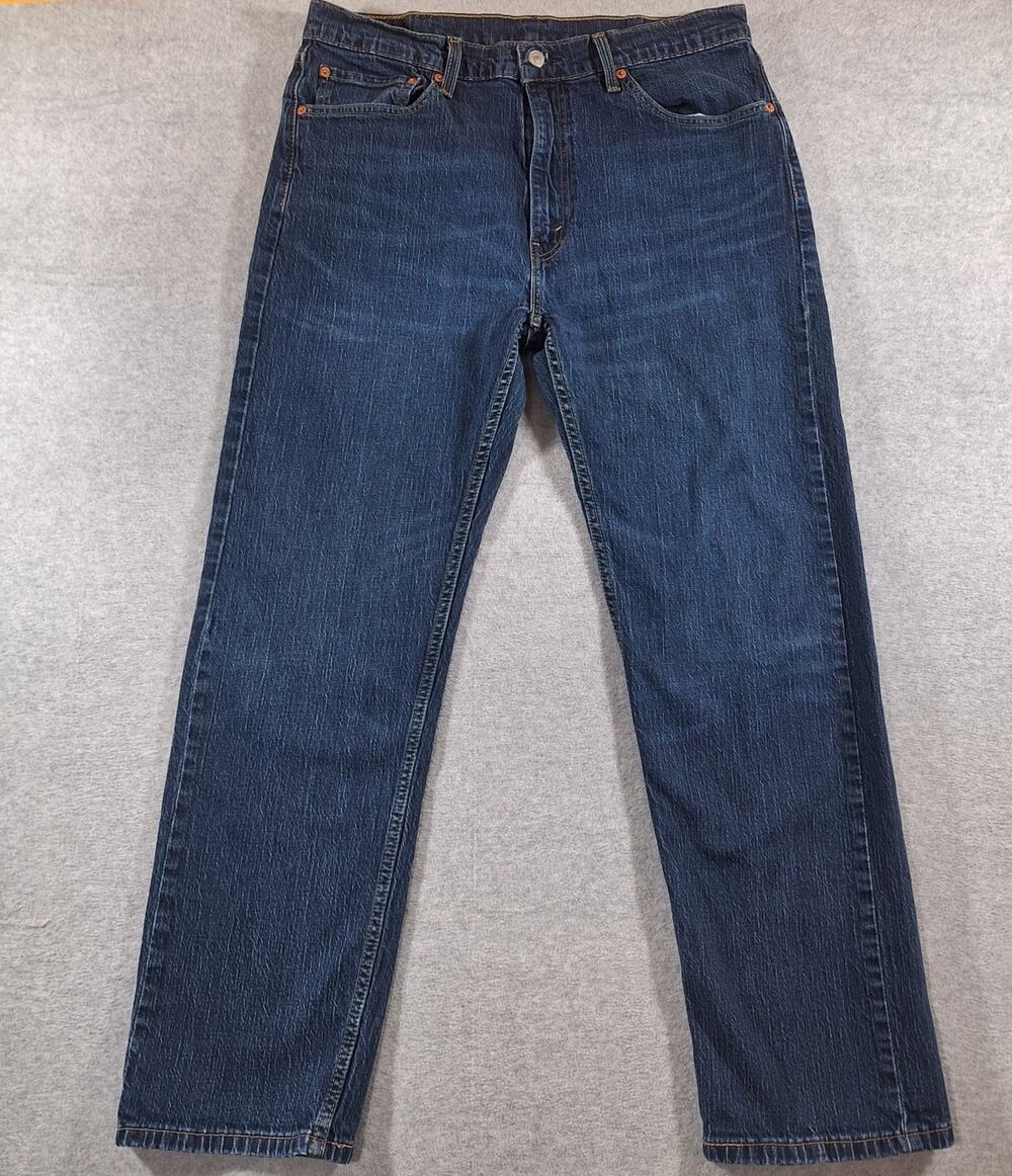 Levi's 505 Regular Fit Jeans Mens 38x28 (Tagged 38x32) Custom Hem Straight Blue